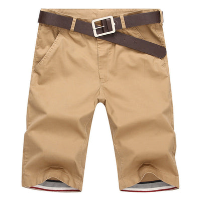 tan teen casual shorts for men with brown belt