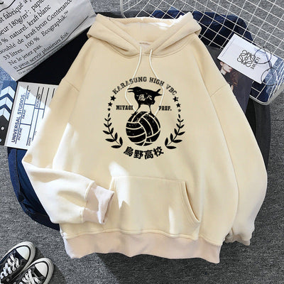 Hot Japanese Anime Haizhu Hoodie cream cotton polyester pullover with character print and hood